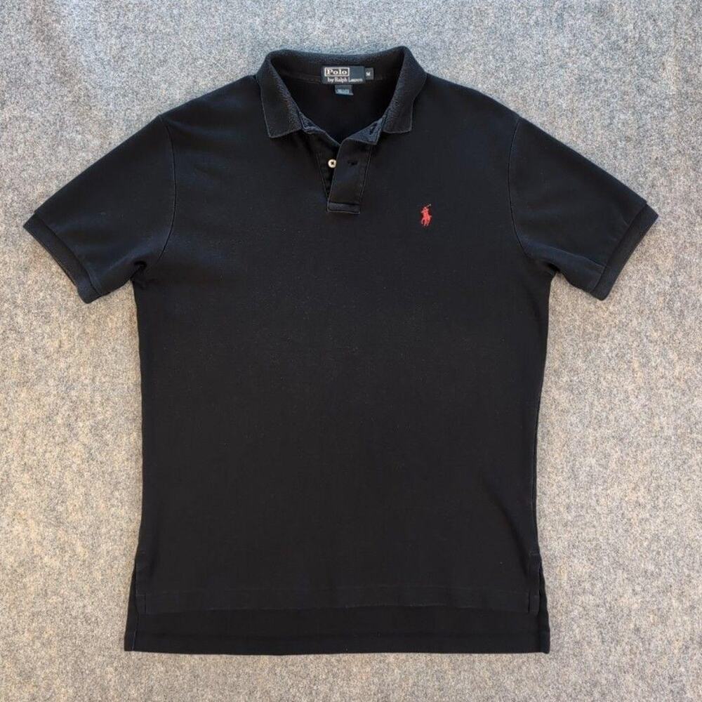 Polo By Ralph Lauren Polo Shirt Mens Medium Black Cotton Pony Logo Short Sleeve